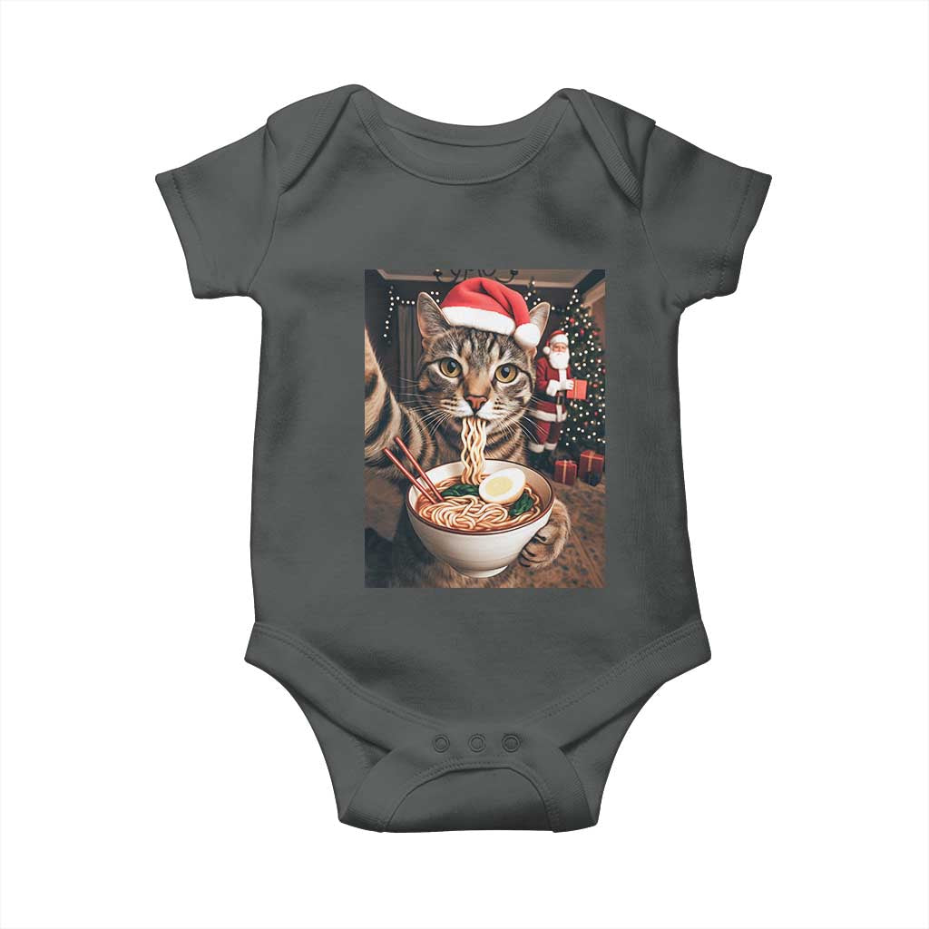 Funny Cat Ramen Selfie With Santa Christmas Baby Onesie - Wonder Print Shop