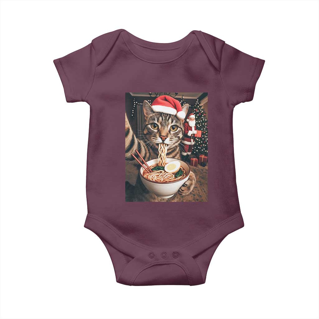 Funny Cat Ramen Selfie With Santa Christmas Baby Onesie - Wonder Print Shop
