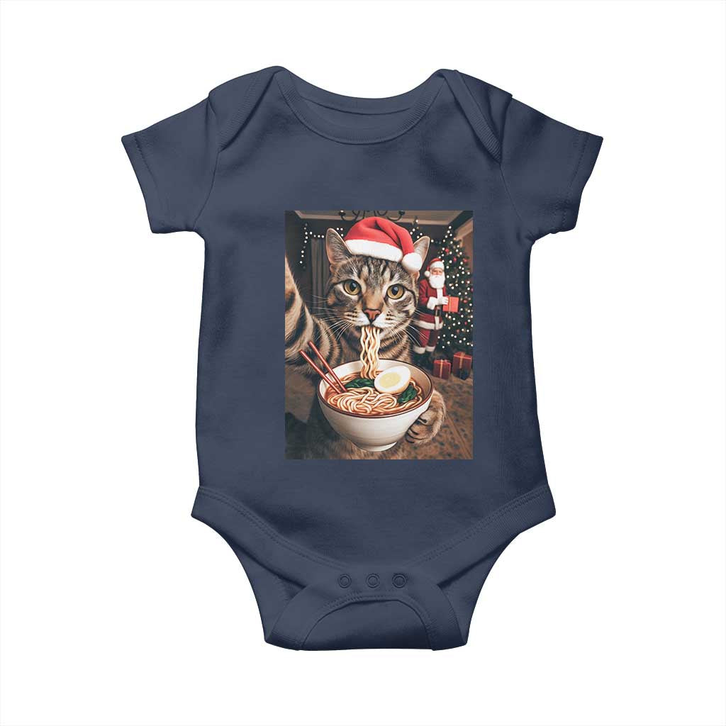 Funny Cat Ramen Selfie With Santa Christmas Baby Onesie - Wonder Print Shop