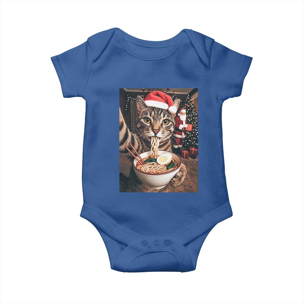Funny Cat Ramen Selfie With Santa Christmas Baby Onesie - Wonder Print Shop