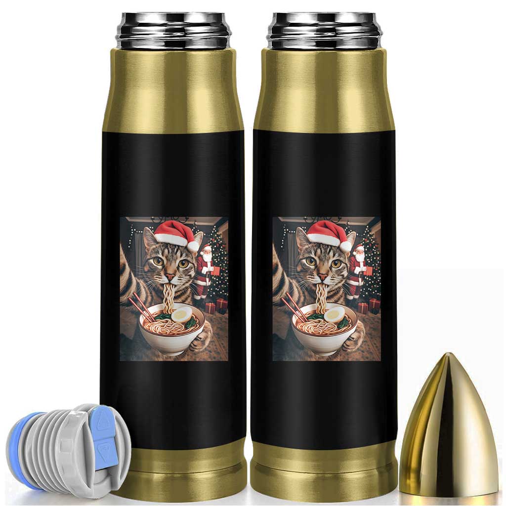 Funny Cat Ramen Selfie With Santa Christmas Bullet Tumbler - Wonder Print Shop