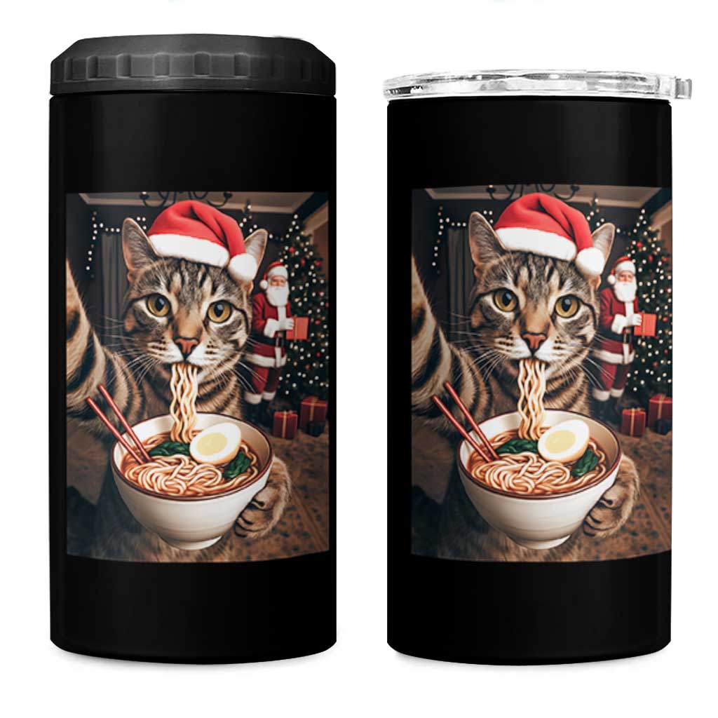 Funny Cat Ramen Selfie With Santa Christmas 4 in 1 Can Cooler Tumbler - Wonder Print Shop