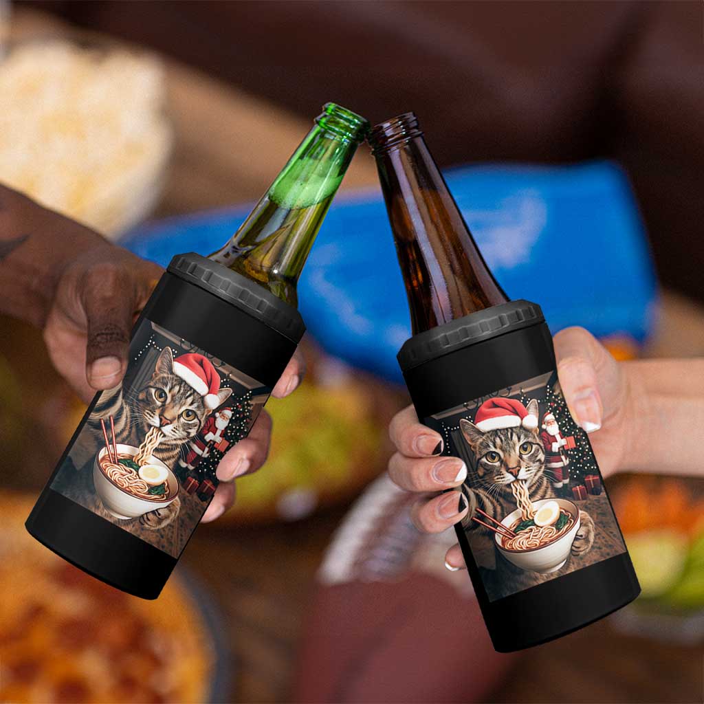 Funny Cat Ramen Selfie With Santa Christmas 4 in 1 Can Cooler Tumbler - Wonder Print Shop
