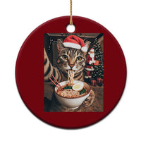 Funny Cat Ramen Selfie With Santa Christmas Ceramic Ornament - Wonder Print Shop