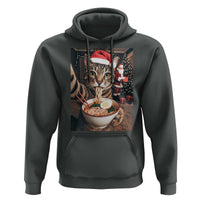 Funny Cat Ramen Selfie With Santa Christmas Hoodie - Wonder Print Shop