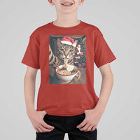 Funny Cat Ramen Selfie With Santa Christmas T Shirt For Kid - Wonder Print Shop