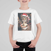 Funny Cat Ramen Selfie With Santa Christmas T Shirt For Kid - Wonder Print Shop