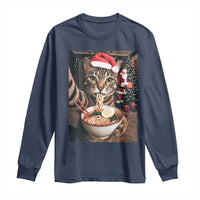 Funny Cat Ramen Selfie With Santa Christmas Long Sleeve Shirt - Wonder Print Shop