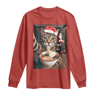 Funny Cat Ramen Selfie With Santa Christmas Long Sleeve Shirt - Wonder Print Shop