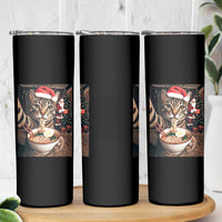 Funny Cat Ramen Selfie With Santa Christmas Skinny Tumbler - Wonder Print Shop