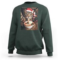 Funny Cat Ramen Selfie With Santa Christmas Sweatshirt - Wonder Print Shop