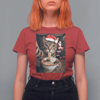 Funny Cat Ramen Selfie With Santa Christmas T Shirt For Women - Wonder Print Shop