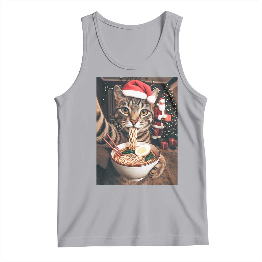 Funny Cat Ramen Selfie With Santa Christmas Tank Top - Wonder Print Shop