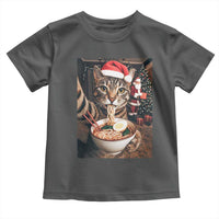 Funny Cat Ramen Selfie With Santa Christmas Toddler T Shirt - Wonder Print Shop