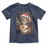 Funny Cat Ramen Selfie With Santa Christmas Toddler T Shirt - Wonder Print Shop