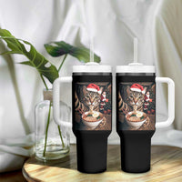 Funny Cat Ramen Selfie With Santa Christmas Tumbler With Handle - Wonder Print Shop