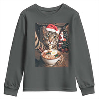 Funny Cat Ramen Selfie With Santa Christmas Youth Sweatshirt - Wonder Print Shop
