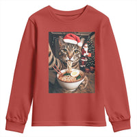 Funny Cat Ramen Selfie With Santa Christmas Youth Sweatshirt - Wonder Print Shop