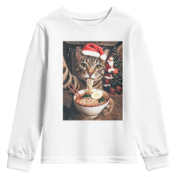 Funny Cat Ramen Selfie With Santa Christmas Youth Sweatshirt - Wonder Print Shop