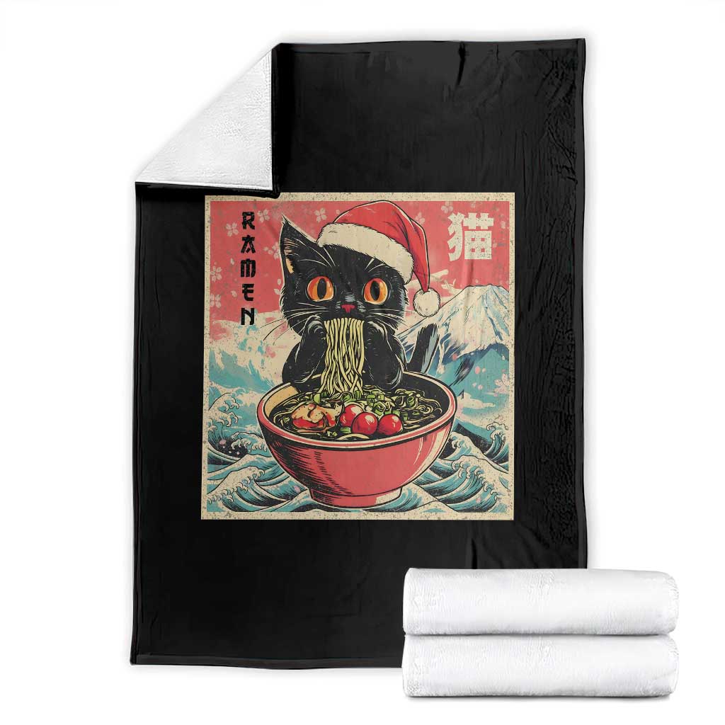Cat Ramen Christmas Throw Blanket Japanese Kawaii Retro Cats Manga - Wonder Print Shop