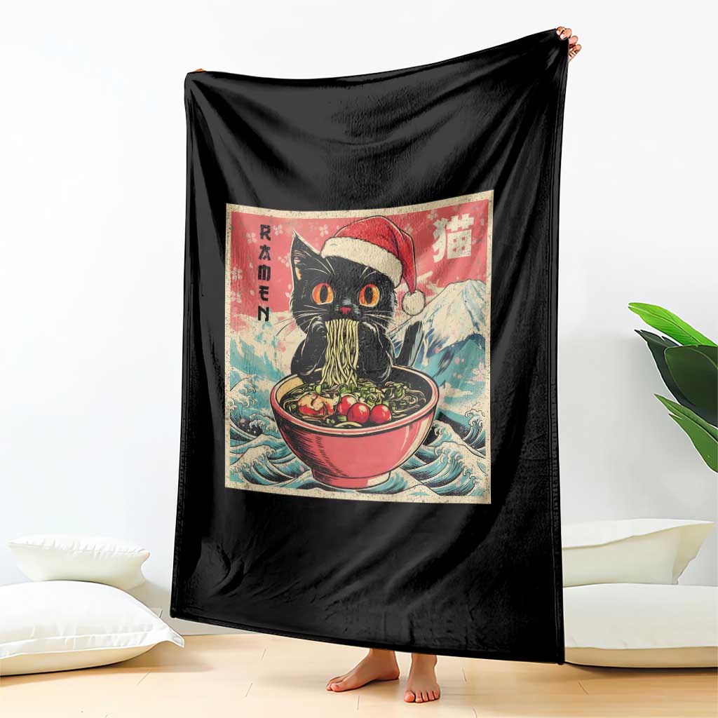 Cat Ramen Christmas Throw Blanket Japanese Kawaii Retro Cats Manga - Wonder Print Shop