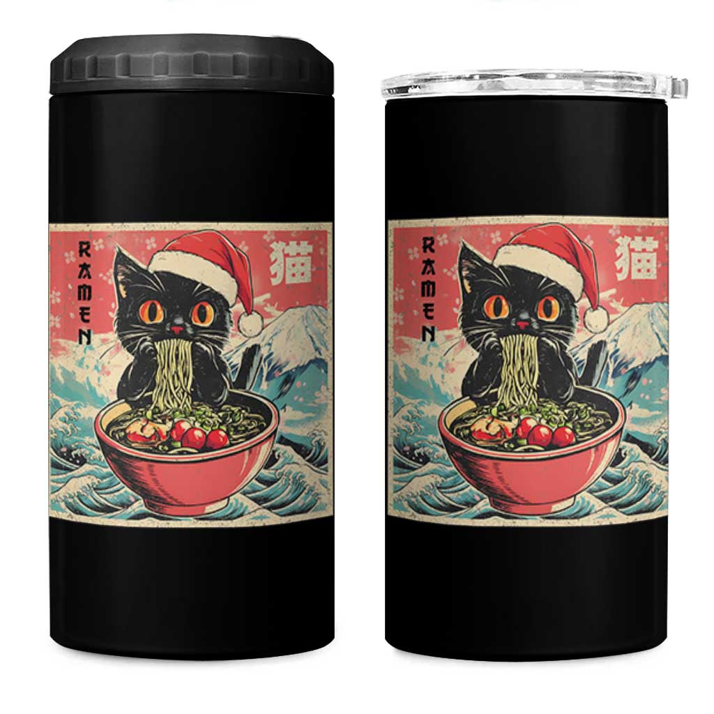Cat Ramen Christmas 4 in 1 Can Cooler Tumbler Japanese Kawaii Retro Cats Manga - Wonder Print Shop