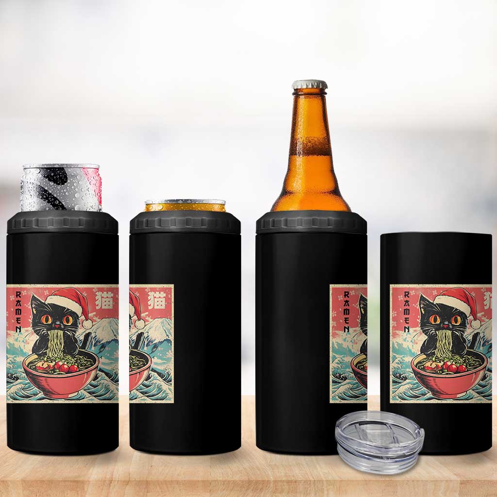 Cat Ramen Christmas 4 in 1 Can Cooler Tumbler Japanese Kawaii Retro Cats Manga - Wonder Print Shop