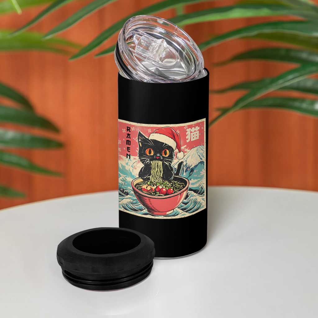 Cat Ramen Christmas 4 in 1 Can Cooler Tumbler Japanese Kawaii Retro Cats Manga - Wonder Print Shop