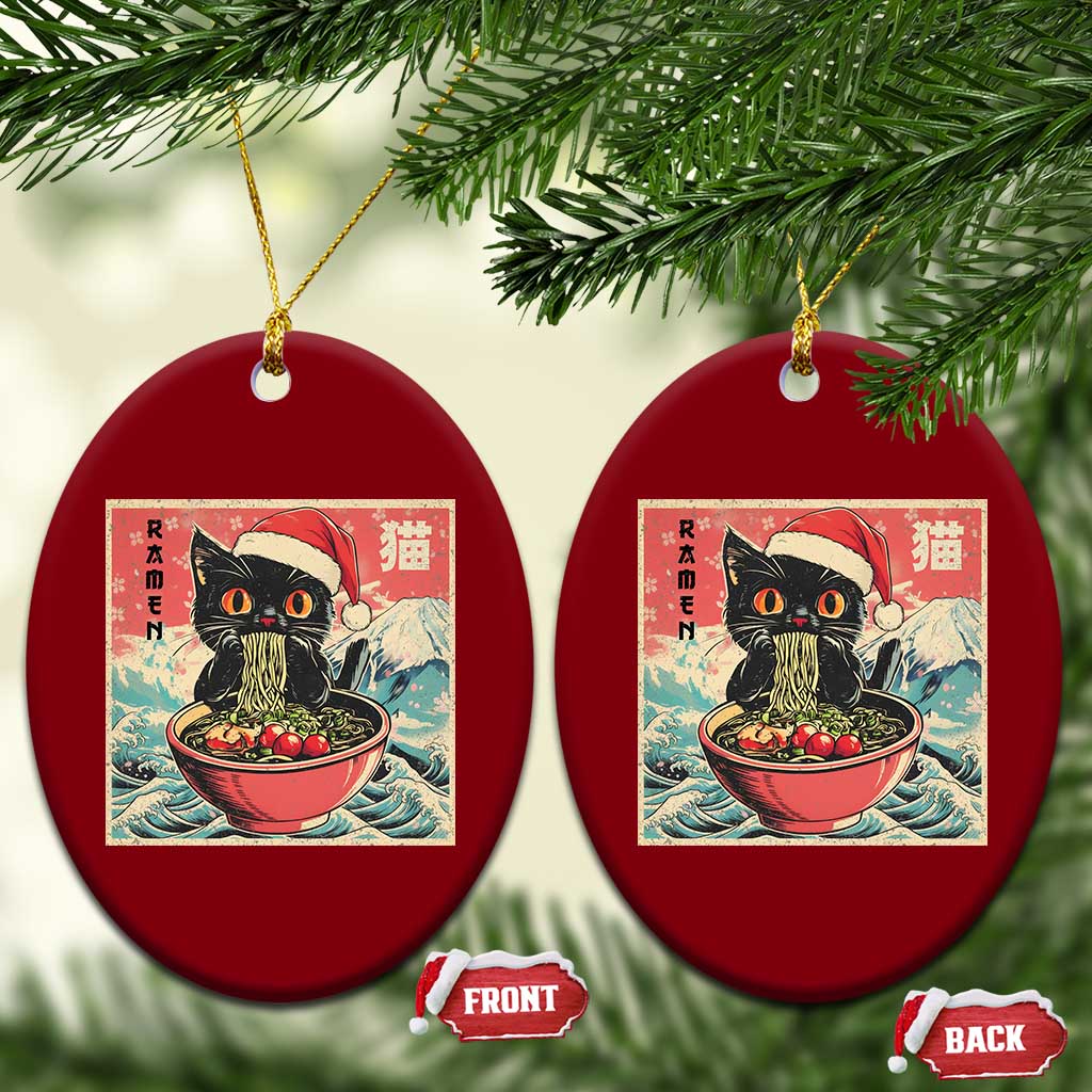 Cat Ramen Christmas Ceramic Ornament Japanese Kawaii Retro Cats Manga - Wonder Print Shop