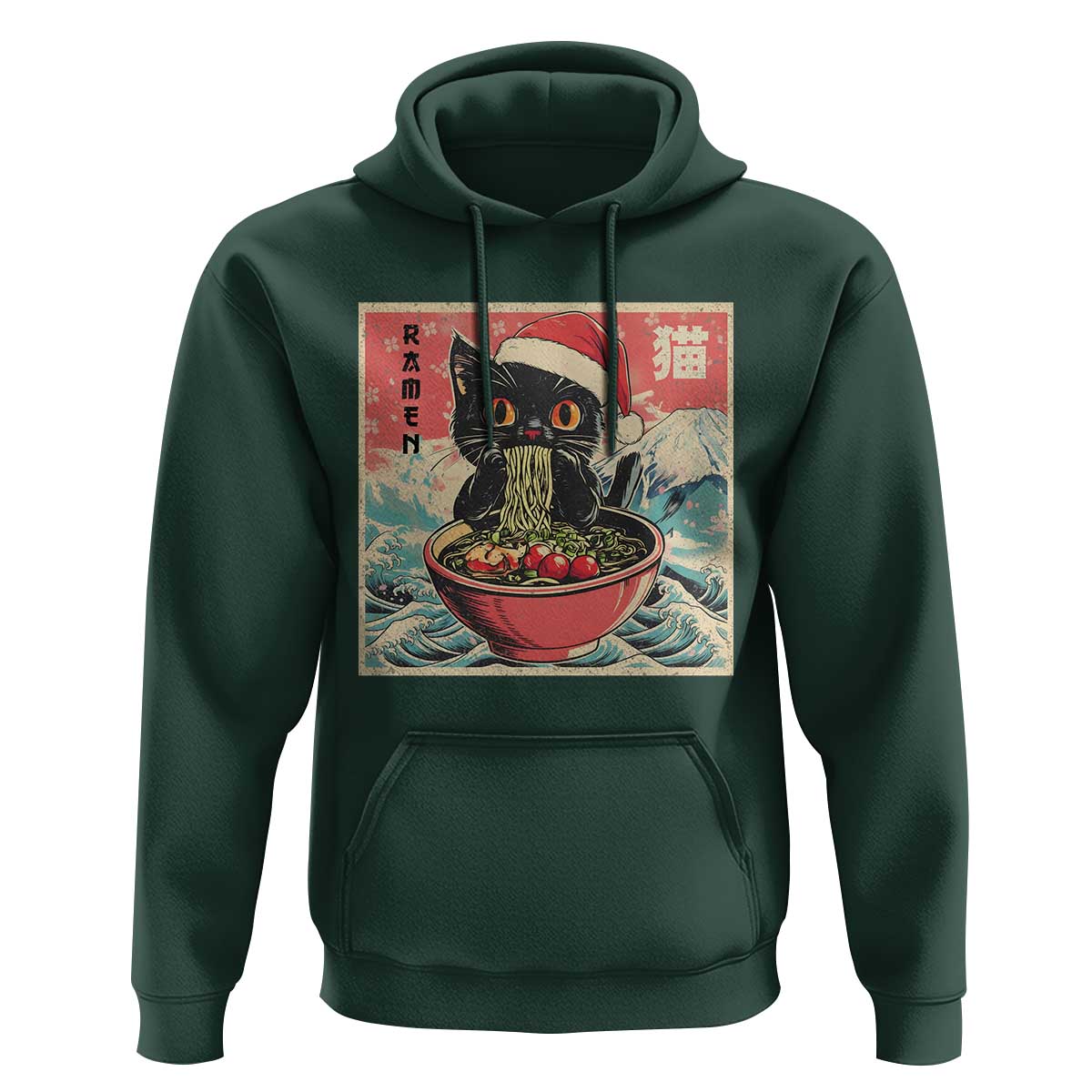 Cat Ramen Christmas Hoodie Japanese Kawaii Retro Cats Manga - Wonder Print Shop