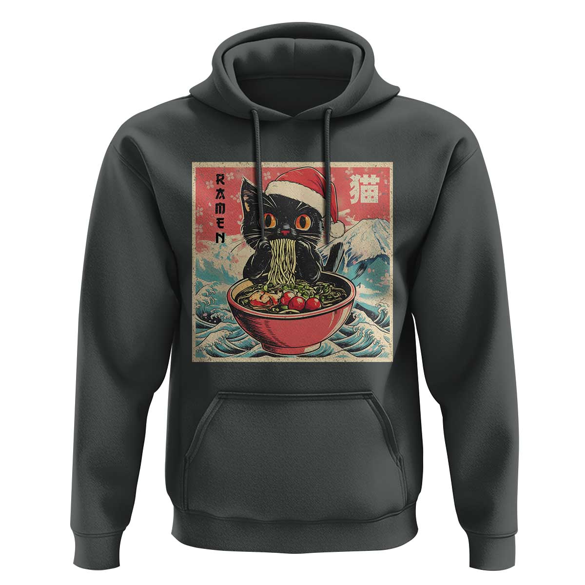 Cat Ramen Christmas Hoodie Japanese Kawaii Retro Cats Manga - Wonder Print Shop