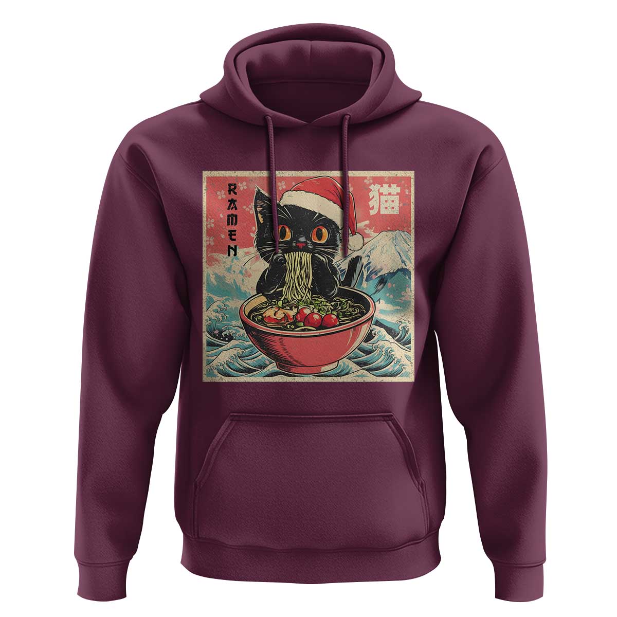 Cat Ramen Christmas Hoodie Japanese Kawaii Retro Cats Manga - Wonder Print Shop
