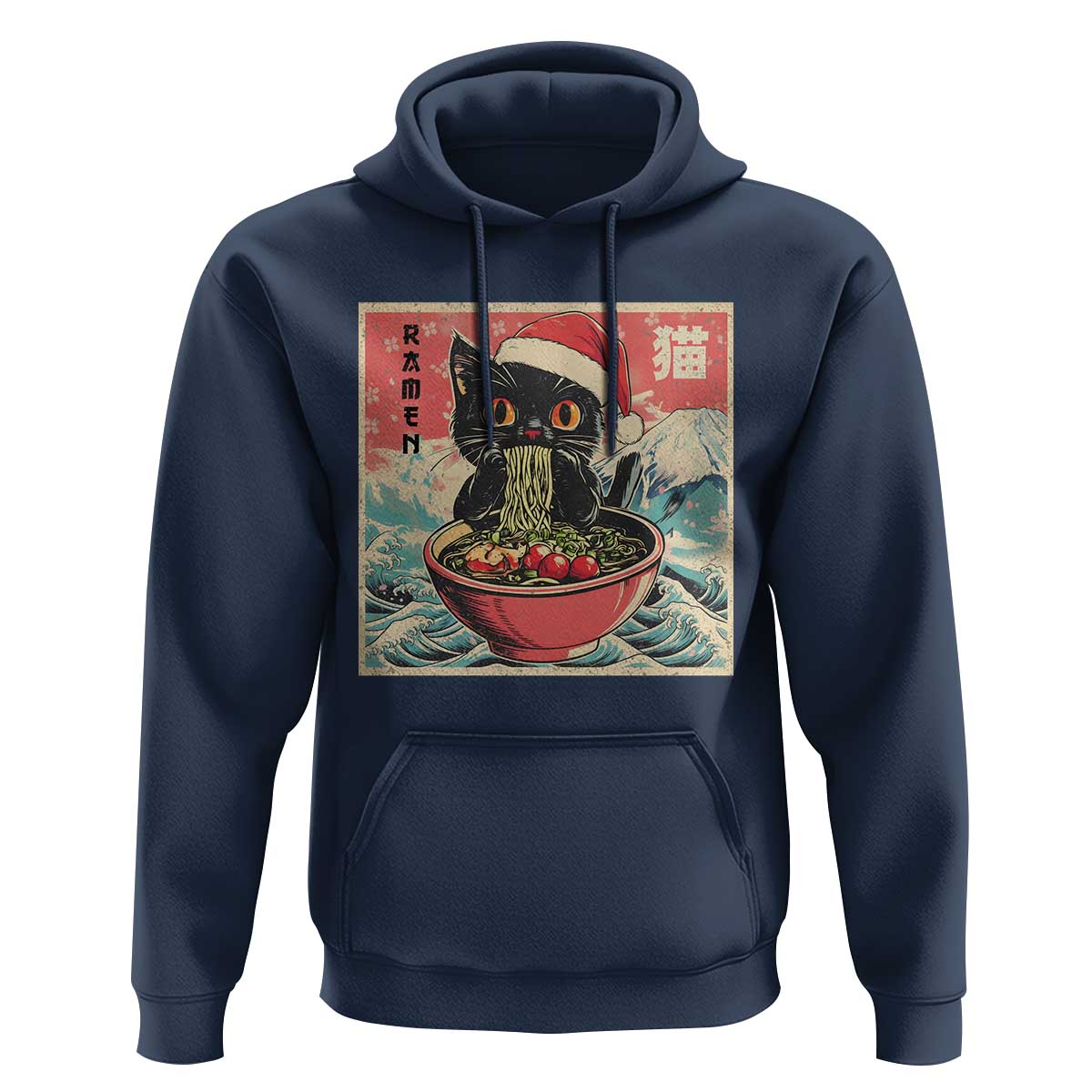Cat Ramen Christmas Hoodie Japanese Kawaii Retro Cats Manga - Wonder Print Shop