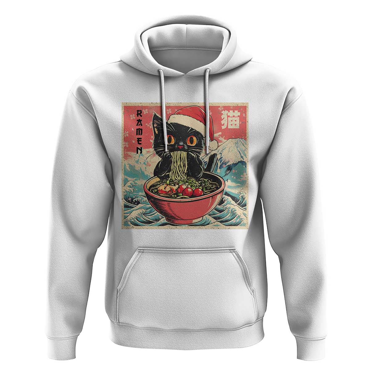 Cat Ramen Christmas Hoodie Japanese Kawaii Retro Cats Manga - Wonder Print Shop