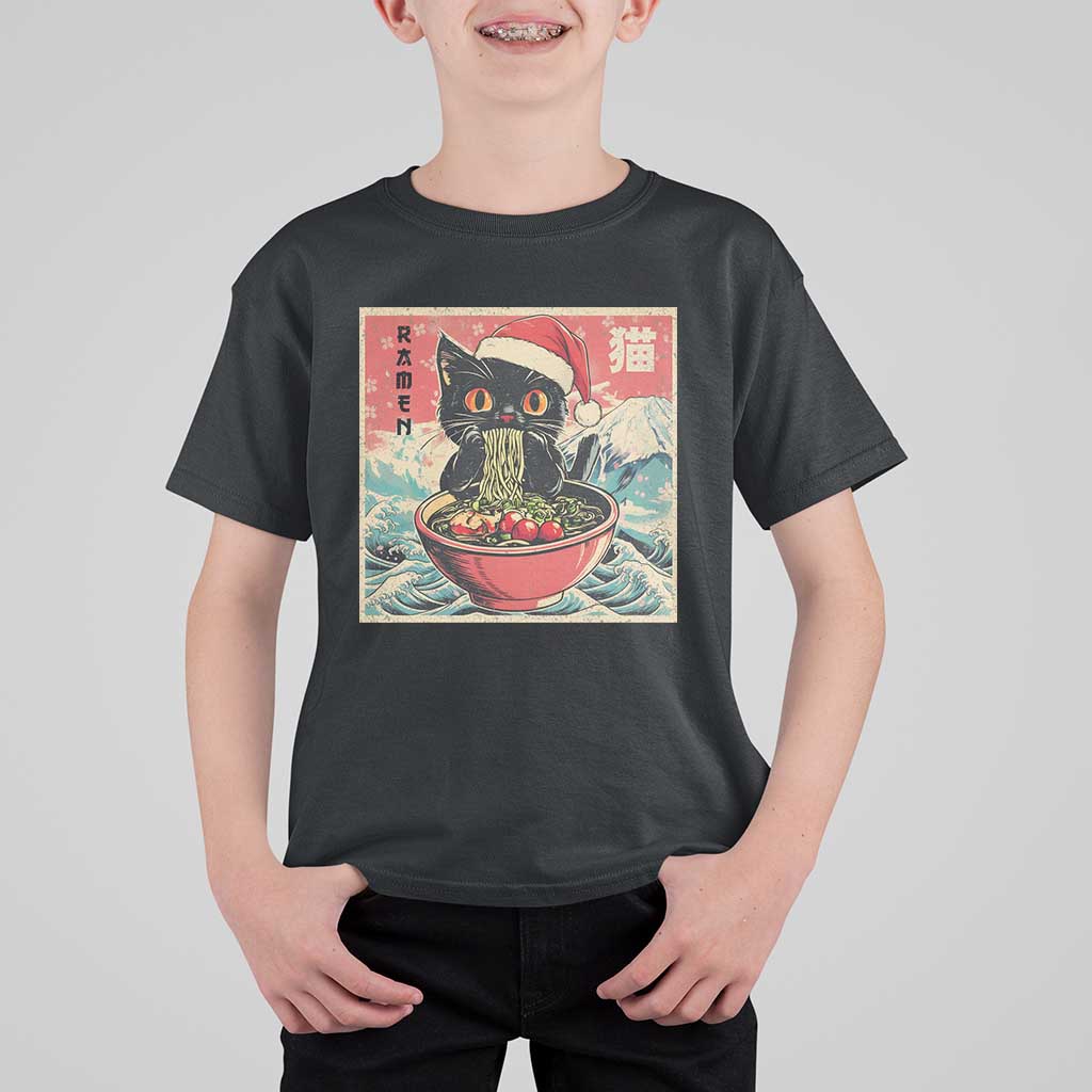 Cat Ramen Christmas T Shirt For Kid Japanese Kawaii Retro Cats Manga - Wonder Print Shop