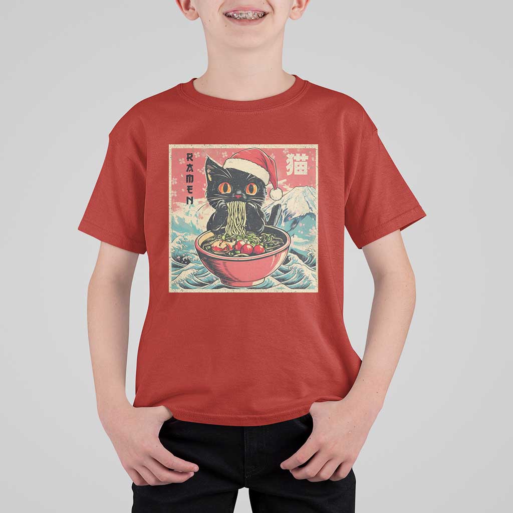 Cat Ramen Christmas T Shirt For Kid Japanese Kawaii Retro Cats Manga - Wonder Print Shop