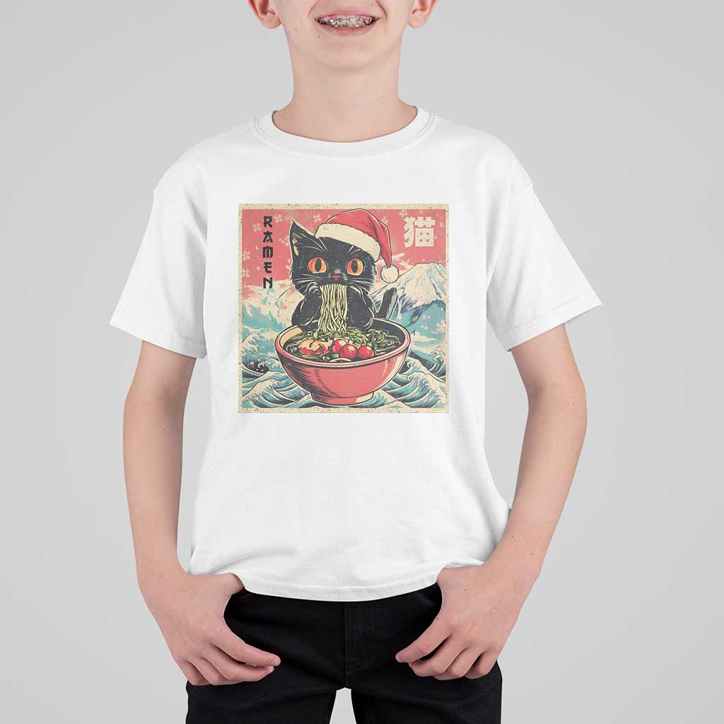 Cat Ramen Christmas T Shirt For Kid Japanese Kawaii Retro Cats Manga - Wonder Print Shop