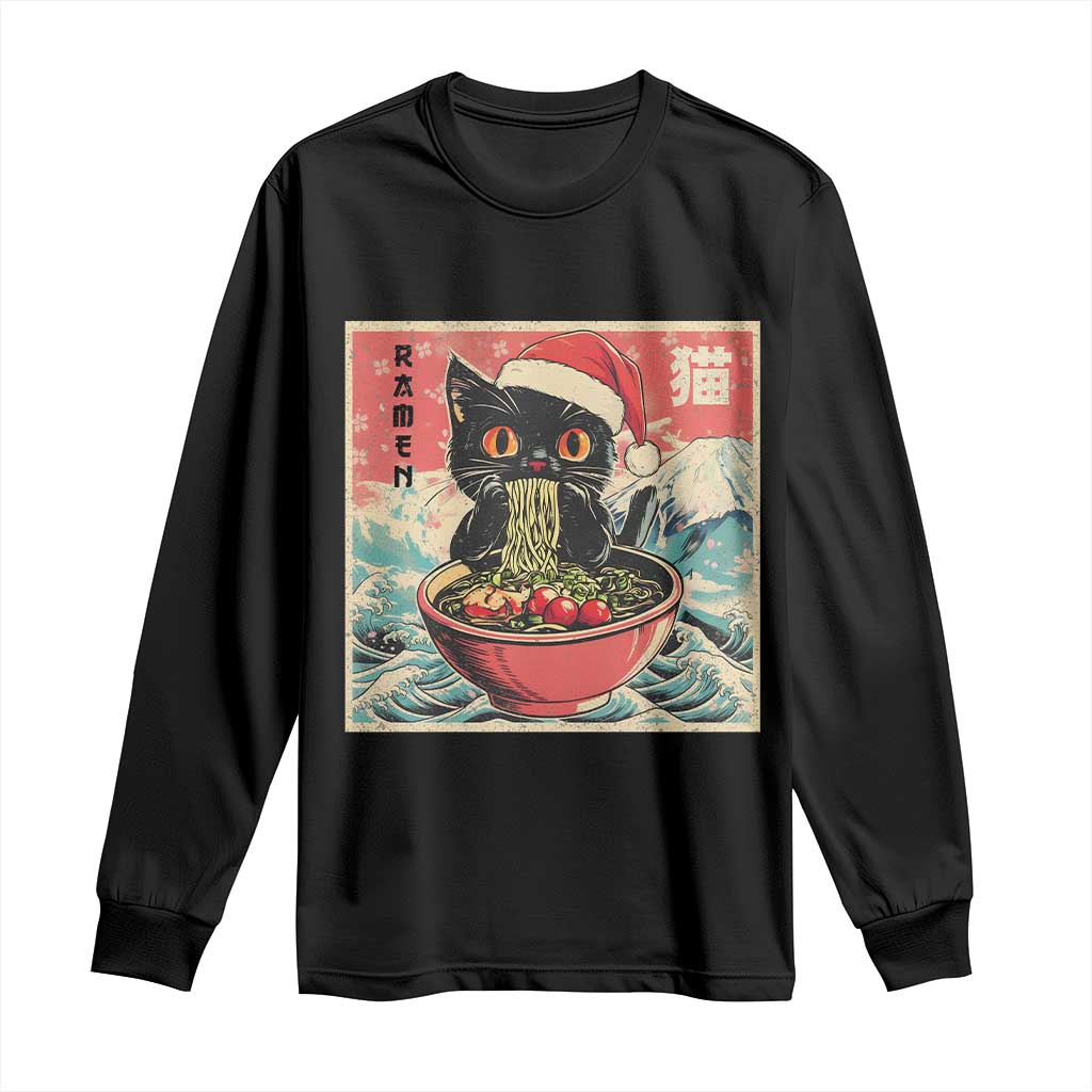 Cat Ramen Christmas Long Sleeve Shirt Japanese Kawaii Retro Cats Manga - Wonder Print Shop
