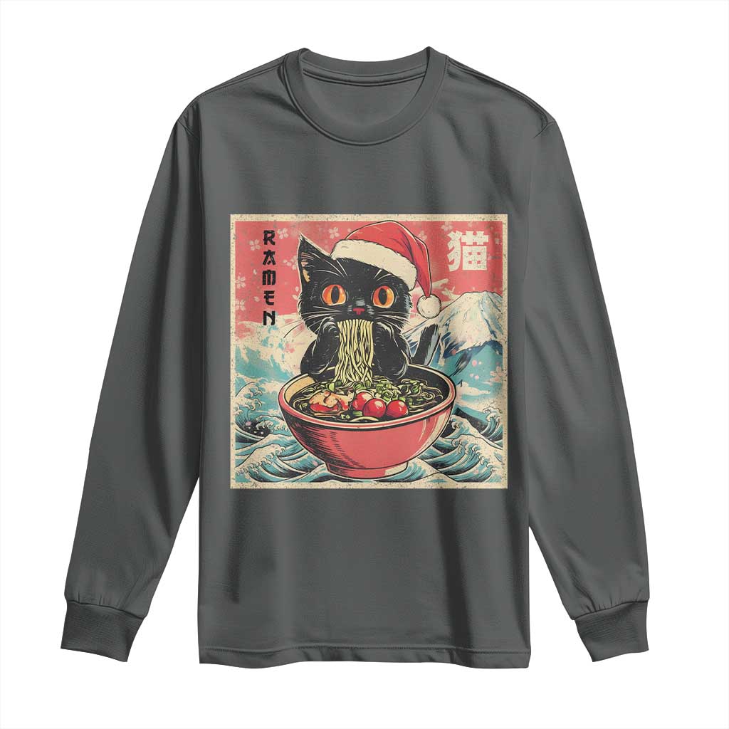 Cat Ramen Christmas Long Sleeve Shirt Japanese Kawaii Retro Cats Manga - Wonder Print Shop