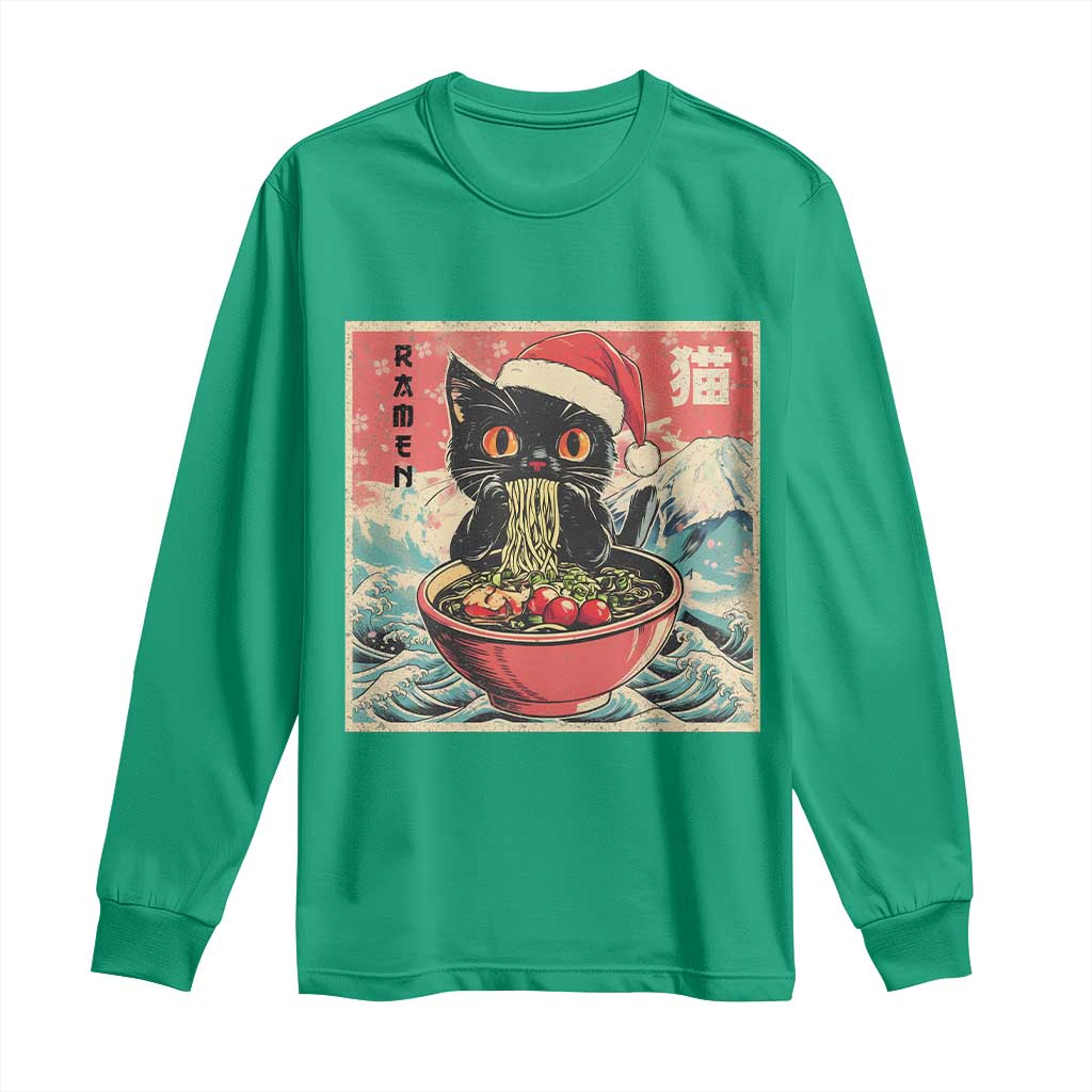 Cat Ramen Christmas Long Sleeve Shirt Japanese Kawaii Retro Cats Manga - Wonder Print Shop