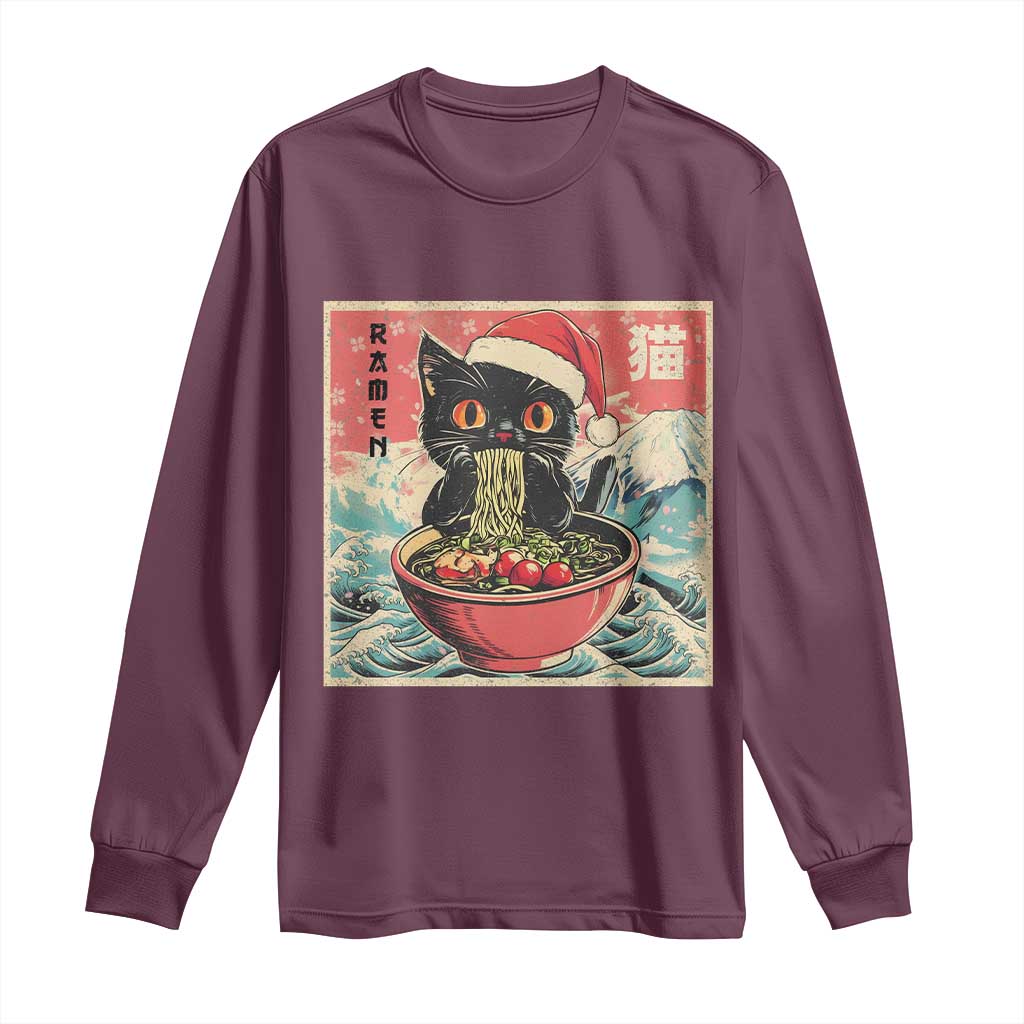 Cat Ramen Christmas Long Sleeve Shirt Japanese Kawaii Retro Cats Manga - Wonder Print Shop