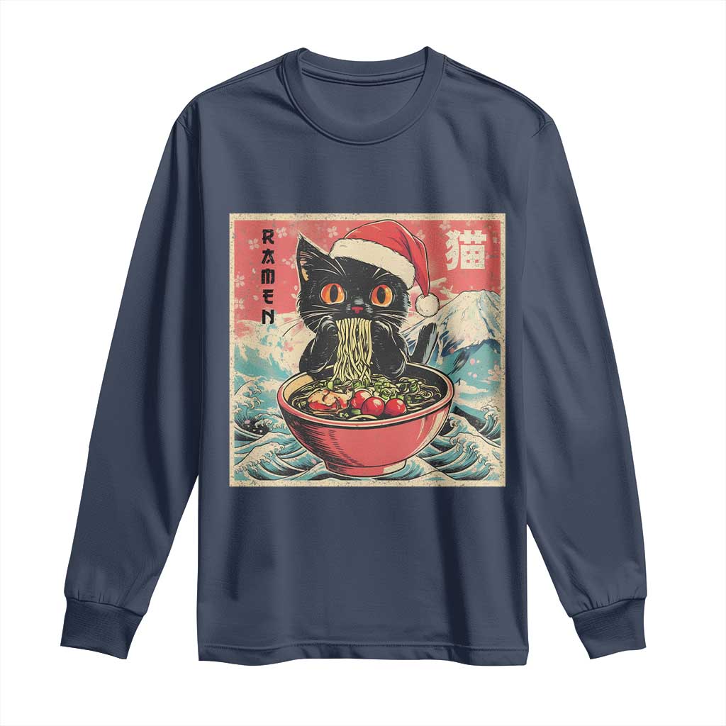 Cat Ramen Christmas Long Sleeve Shirt Japanese Kawaii Retro Cats Manga - Wonder Print Shop