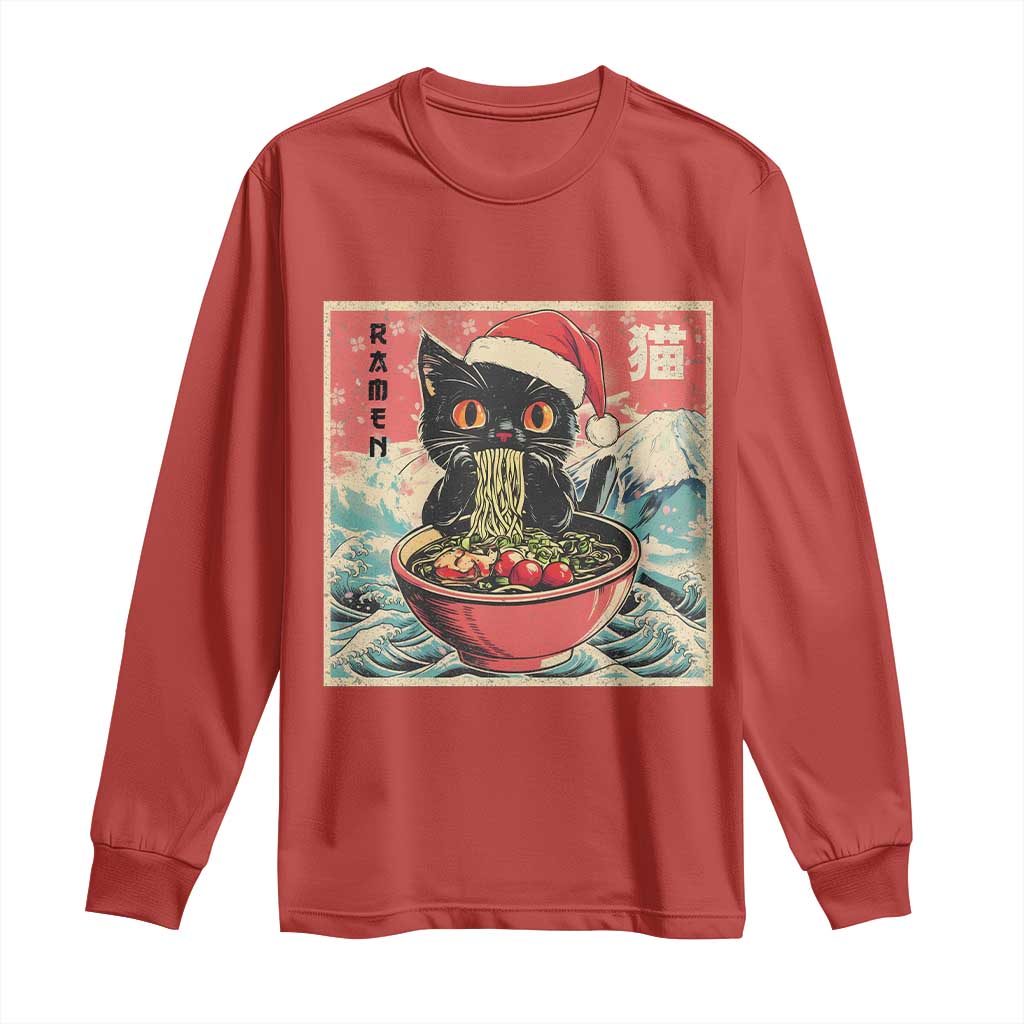 Cat Ramen Christmas Long Sleeve Shirt Japanese Kawaii Retro Cats Manga - Wonder Print Shop