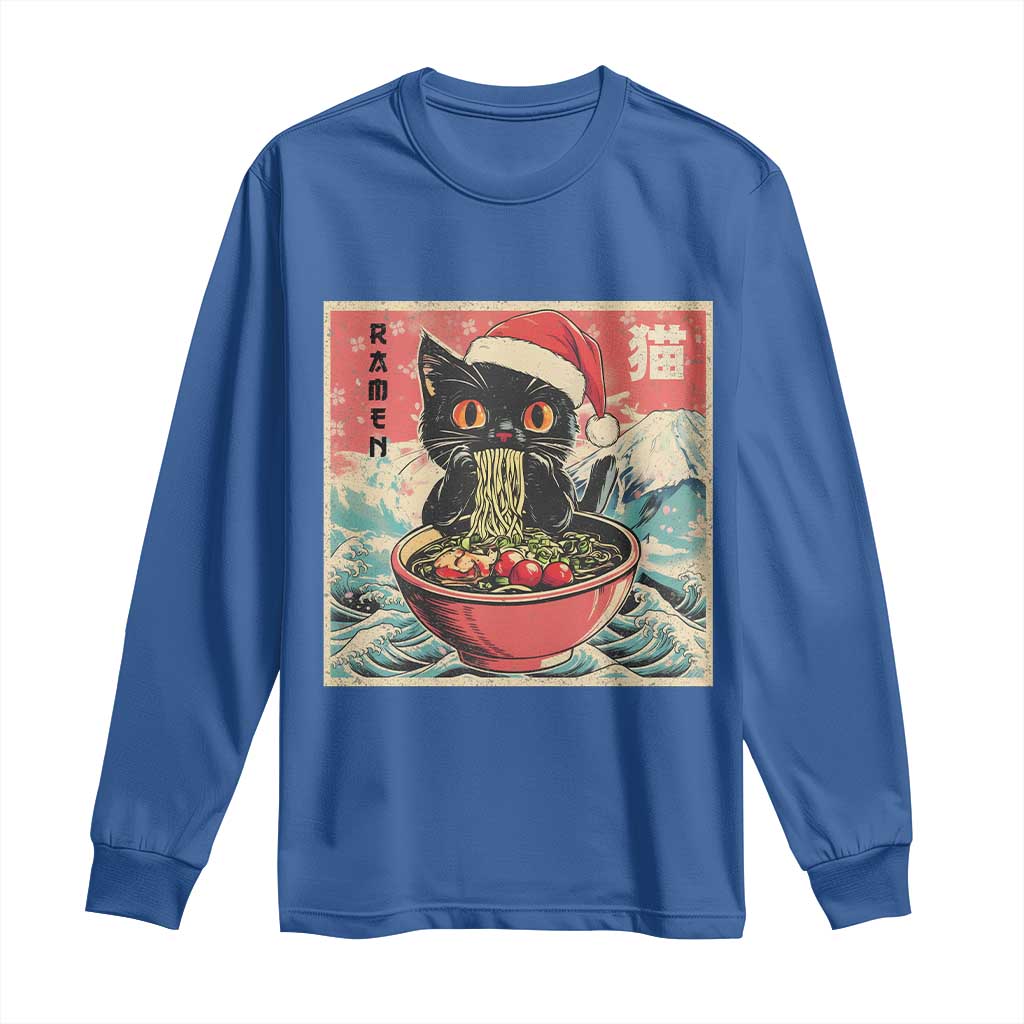 Cat Ramen Christmas Long Sleeve Shirt Japanese Kawaii Retro Cats Manga - Wonder Print Shop