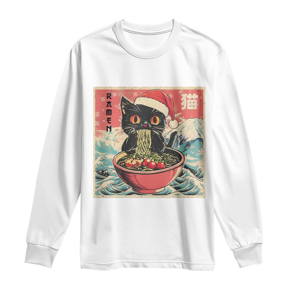 Cat Ramen Christmas Long Sleeve Shirt Japanese Kawaii Retro Cats Manga - Wonder Print Shop