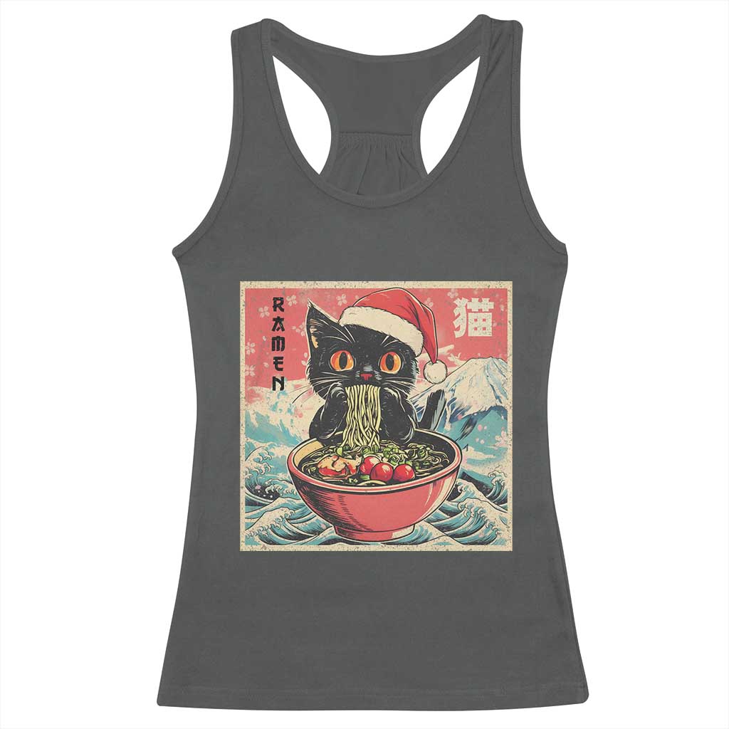 Cat Ramen Christmas Racerback Tank Top Japanese Kawaii Retro Cats Manga - Wonder Print Shop