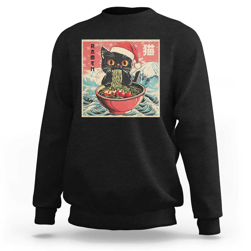 Cat Ramen Christmas Sweatshirt Japanese Kawaii Retro Cats Manga - Wonder Print Shop