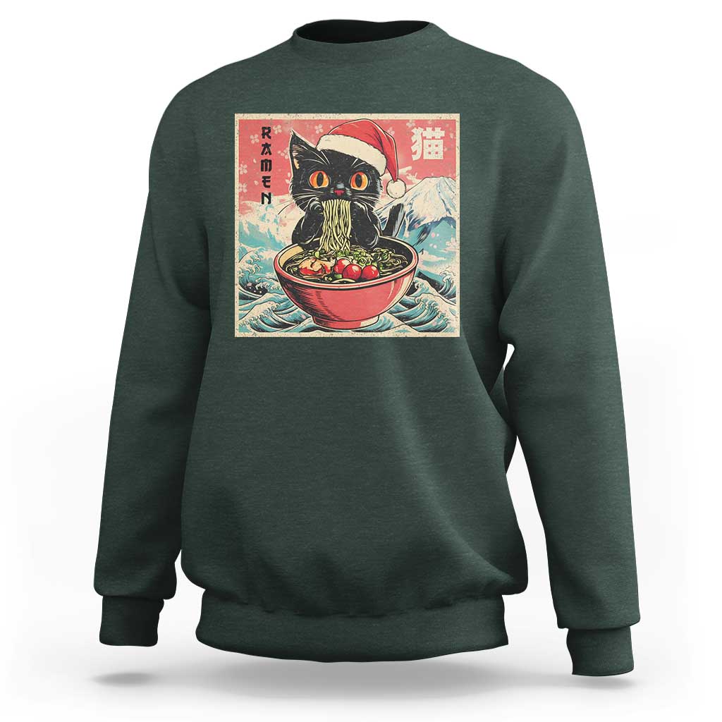 Cat Ramen Christmas Sweatshirt Japanese Kawaii Retro Cats Manga - Wonder Print Shop
