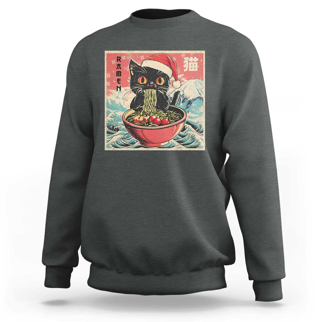 Cat Ramen Christmas Sweatshirt Japanese Kawaii Retro Cats Manga - Wonder Print Shop