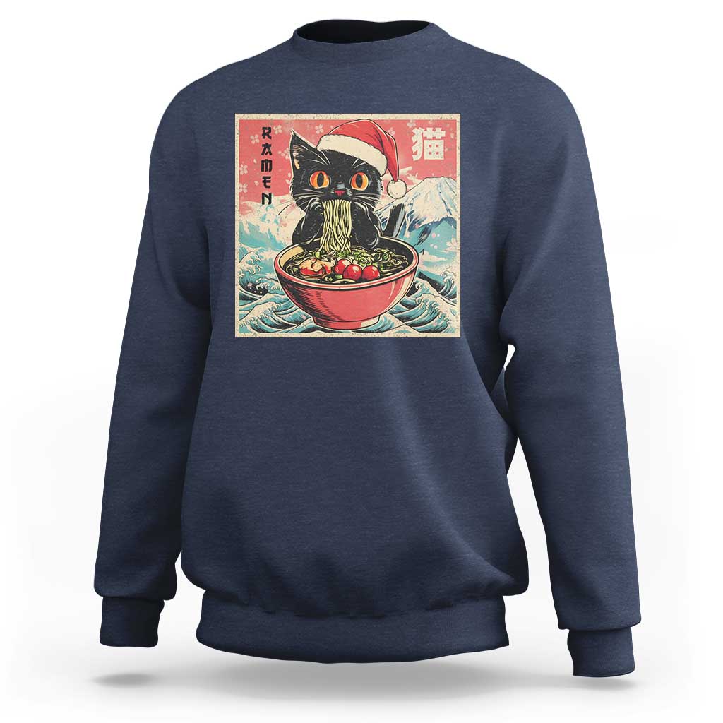 Cat Ramen Christmas Sweatshirt Japanese Kawaii Retro Cats Manga - Wonder Print Shop